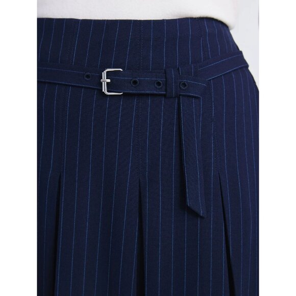 Free Assembly Women's Belted Pleated Pinstripe Midi Skirt, Size 8, Classic Fit - Picture 5 of 5